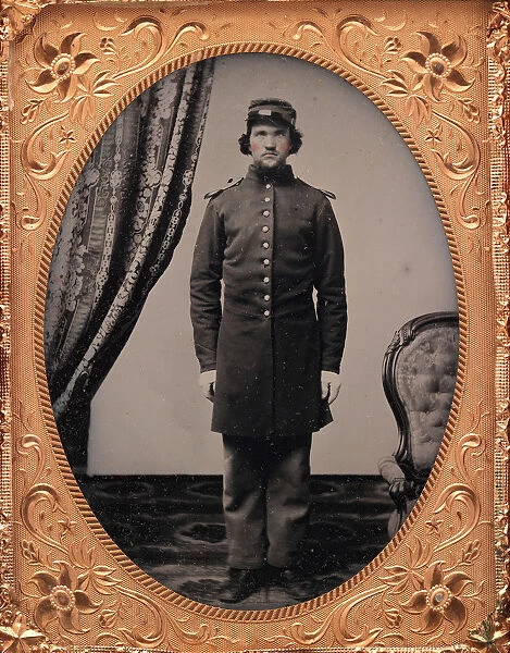Union Officer Standing at Attention, 1861-65. Creator: Unknown