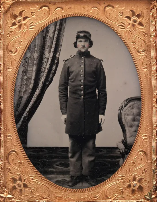Framed Print : Union Officer Standing at Attention, 1861-65. Creator: Unknown Framed Print : Union Officer Standing at Attention, 1861-65. Creator: Unknown