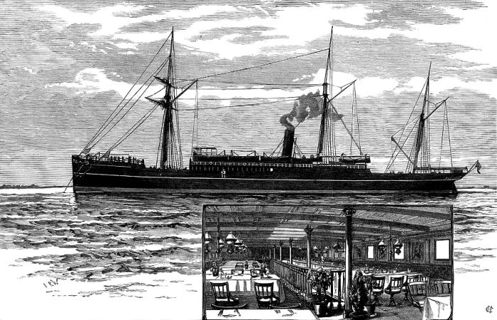 Framed Print : The Union Steam-Ship Company's Royal Mail-Steamer Tartar, 1883. Creator: Josiah Robert Wells. The Union Steam-Ship Company's Royal Mail-Steamer Tartar, 1883 Framed Print : The Union Steam-Ship Company's Royal Mail-Steamer Tartar, 1883. Creator: Josiah Robert Wells. The Union Steam-Ship Company's Royal Mail-Steamer Tartar, 1883
