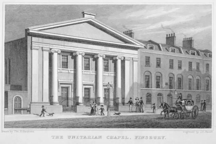 Framed Print : The Unitarian Chapel, South Place, Finsbury, London, 1828. Artist: Frederick James Havell Framed Print : The Unitarian Chapel, South Place, Finsbury, London, 1828. Artist: Frederick James Havell