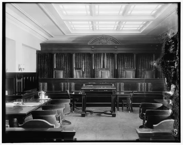 Framed Print : United States Commerce Court, between 1910 and 1920. Creator: Harris & Ewing. United States Commerce Court, between 1910 and 1920. Creator: Harris & Ewing