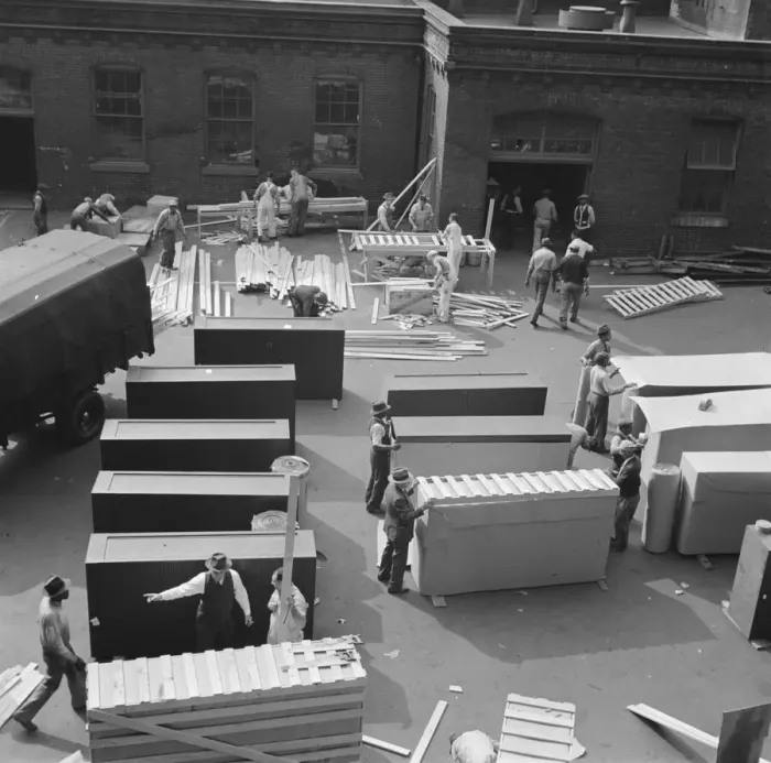 Framed Print : United States government workers and carpenters making crates for steel... Washington, D.C. 1942. Creator: Gordon Parks Framed Print : United States government workers and carpenters making crates for steel... Washington, D.C. 1942. Creator: Gordon Parks