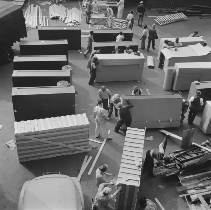 Framed Print : United States government workers and carpenters making crates for steel... Washington, D.C. 1942. Creator: Gordon Parks Framed Print : United States government workers and carpenters making crates for steel... Washington, D.C. 1942. Creator: Gordon Parks