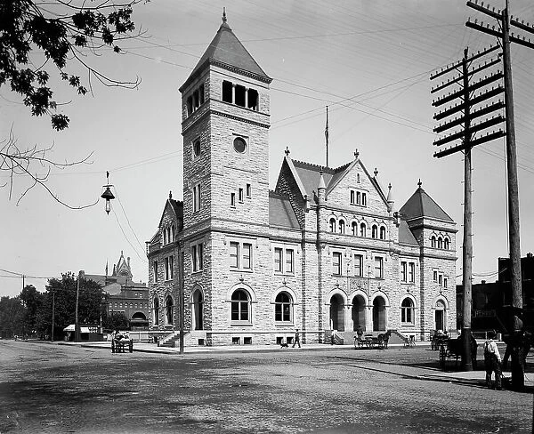 United States Post Office in front of the Winona Opera House...Minnesota, between 1892 and 1899. Creator: Unknown