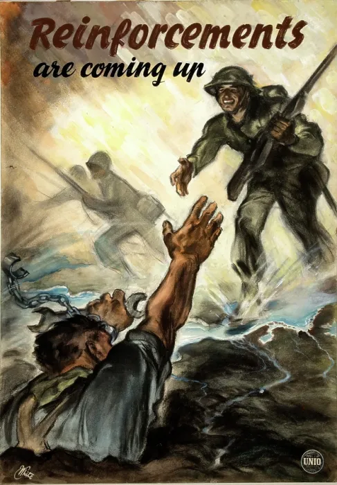 Framed Print : Unity of Strength: Reinforcements are coming up WWII poster, between 1939 and 1946 Framed Print : Unity of Strength: Reinforcements are coming up WWII poster, between 1939 and 1946
