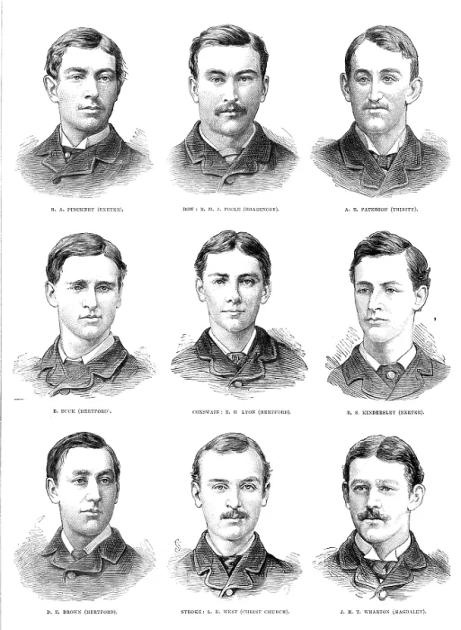 Framed Print : The Universities Boat-Race: the Oxford crew, 1881. Creator: Unknown. The Universities Boat-Race: the Oxford crew, 1881. Creator: Unknown Framed Print : The Universities Boat-Race: the Oxford crew, 1881. Creator: Unknown. The Universities Boat-Race: the Oxford crew, 1881. Creator: Unknown