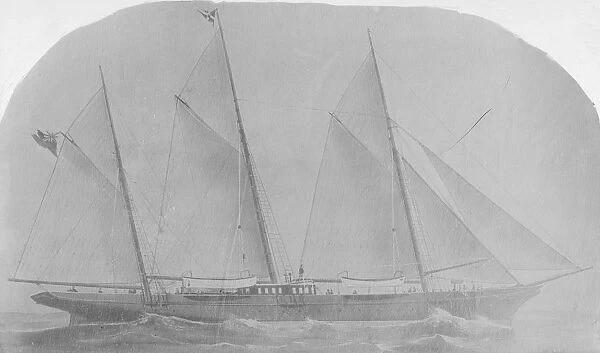Unknown artwork showing a three mast schooner. Creator: Kirk & Sons of Cowes