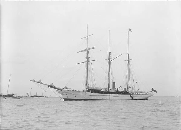 Unknown barquentine at anchor. Creator: Kirk & Sons of Cowes