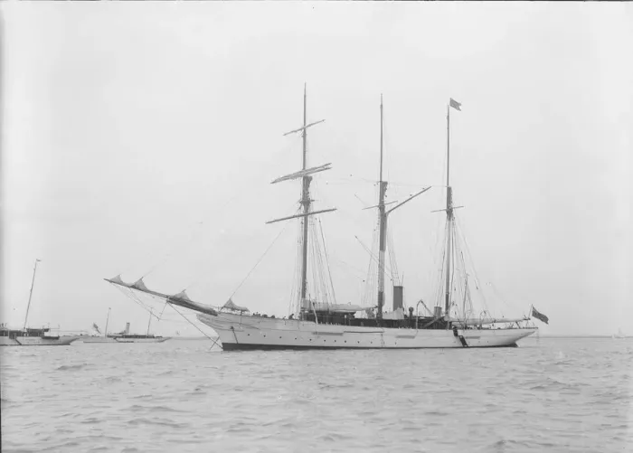 Framed Print : Unknown barquentine at anchor. Creator: Kirk & Sons of Cowes Framed Print : Unknown barquentine at anchor. Creator: Kirk & Sons of Cowes