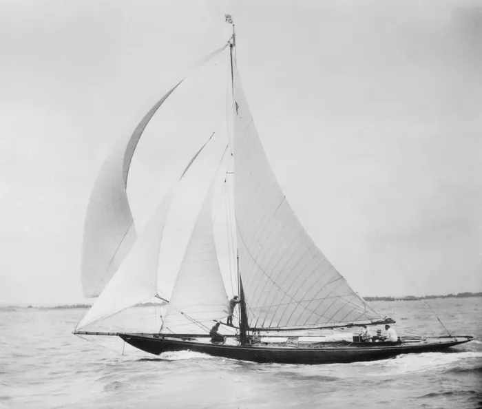 Framed Print : Unknown cutter sailing with spinnaker. Creator: Kirk & Sons of Cowes Framed Print : Unknown cutter sailing with spinnaker. Creator: Kirk & Sons of Cowes