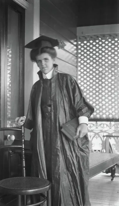 Framed Print : Unknown lady in graduation cap and gown, c1900s. Creator: Robert Augustus Henry L'Estrange. Unknown lady in graduation cap and gown, c1900s Framed Print : Unknown lady in graduation cap and gown, c1900s. Creator: Robert Augustus Henry L'Estrange. Unknown lady in graduation cap and gown, c1900s