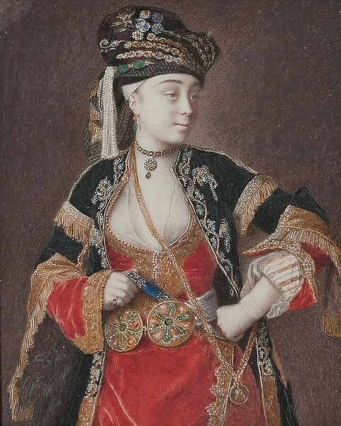Unknown lady in Turkish costume, 18th century. Creator: Jean-Etienne Liotard