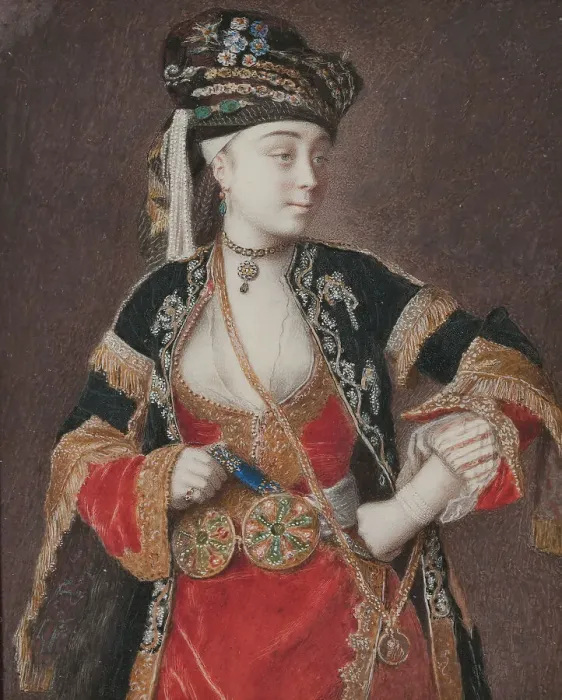 Framed Print : Unknown lady in Turkish costume, 18th century. Creator: Jean-Etienne Liotard Framed Print : Unknown lady in Turkish costume, 18th century. Creator: Jean-Etienne Liotard
