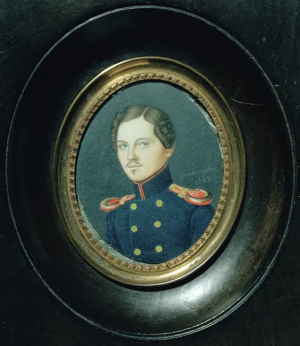 Framed Print : Unknown officer, 1839. Creator: Johan Deshington Framed Print : Unknown officer, 1839. Creator: Johan Deshington