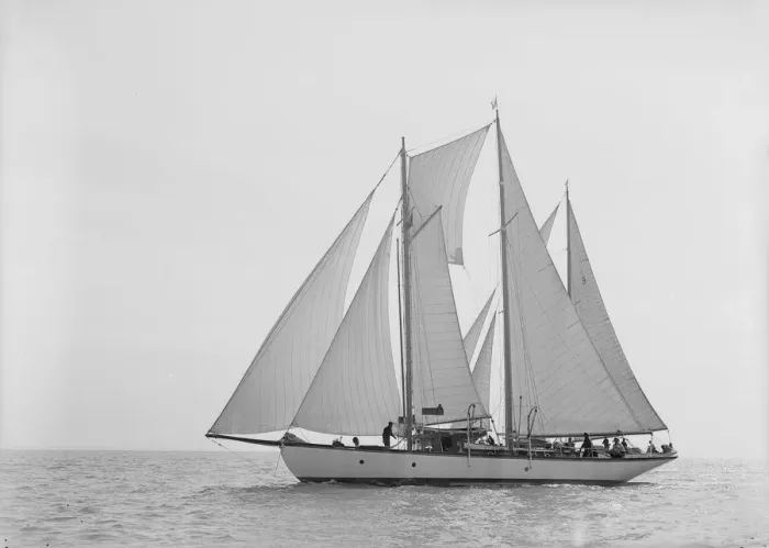 Framed Print : Unknown schooner under sail, 1938. Creator: Kirk & Sons of Cowes