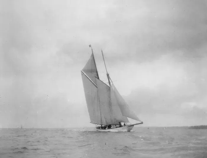 Framed Print : Unknown schooner under sail. Creator: Kirk & Sons of Cowes Framed Print : Unknown schooner under sail. Creator: Kirk & Sons of Cowes