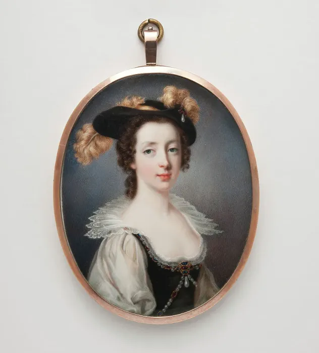 Framed Print : Unknown woman in 17th century costume, early-mid 19th century. Creator: John Cox Dillman Engleheart Framed Print : Unknown woman in 17th century costume, early-mid 19th century. Creator: John Cox Dillman Engleheart