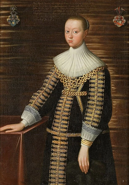 Unknown woman with the Gyllenstierna and Eka arms, early 17th century. Creator: Anon