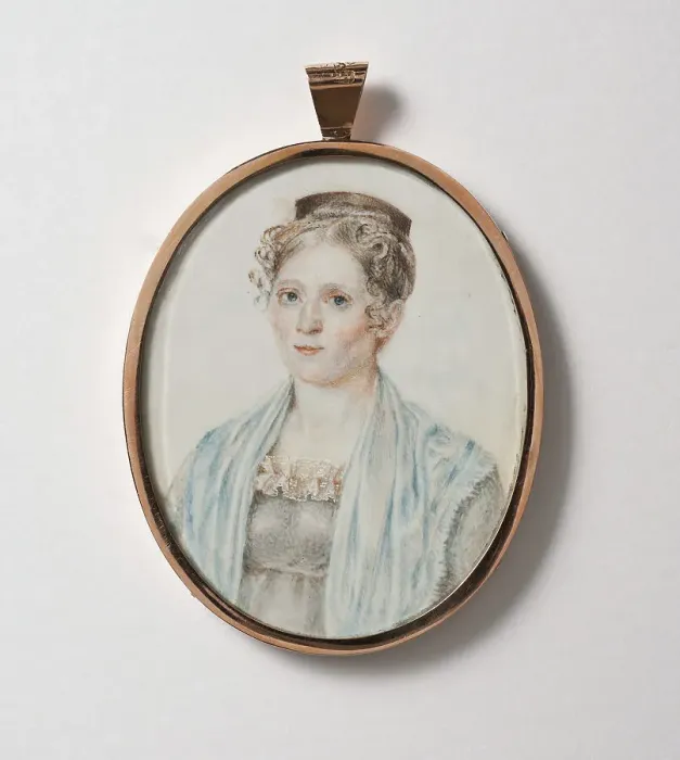 Framed Print : Unknown woman (verso). Gold mounting by Olof Hallman... c.1800. Creator: Gustaf Wilhelm Finnberg Framed Print : Unknown woman (verso). Gold mounting by Olof Hallman... c.1800. Creator: Gustaf Wilhelm Finnberg