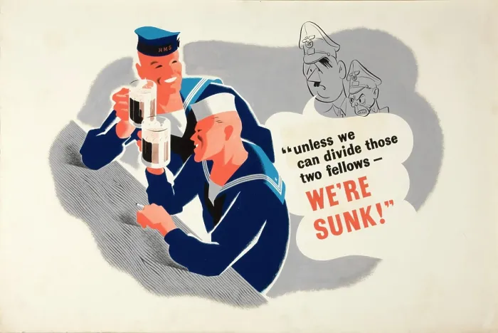 Framed Print : Unless We Can Divide Those Two Fellows, We're Sunk!, World War II poster, c1940-c1945 Framed Print : Unless We Can Divide Those Two Fellows, We're Sunk!, World War II poster, c1940-c1945