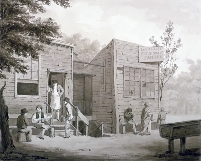 Framed Print : Unnamed tavern on Millbank, Westminster, London, 1826. Artist: JB East Framed Print : Unnamed tavern on Millbank, Westminster, London, 1826. Artist: JB East