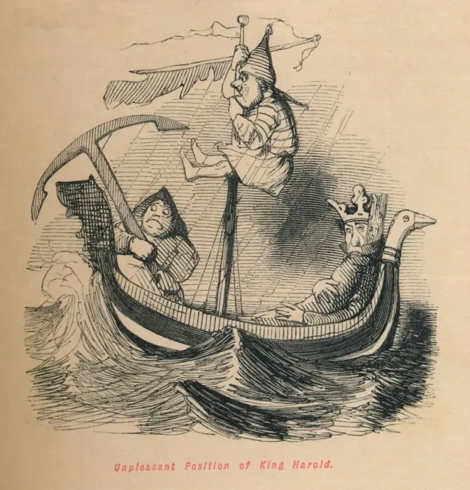 Framed Print : Unpleasant Position of King Harold, c1860, (c1860). Artist: John Leech Framed Print : Unpleasant Position of King Harold, c1860, (c1860). Artist: John Leech