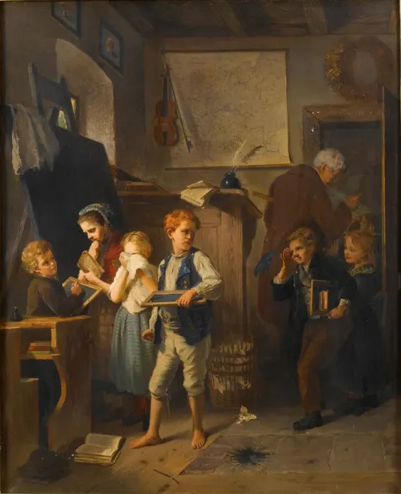 Framed Print : An unruly class, 1876. Creator: Heyn, August (1837-1920)