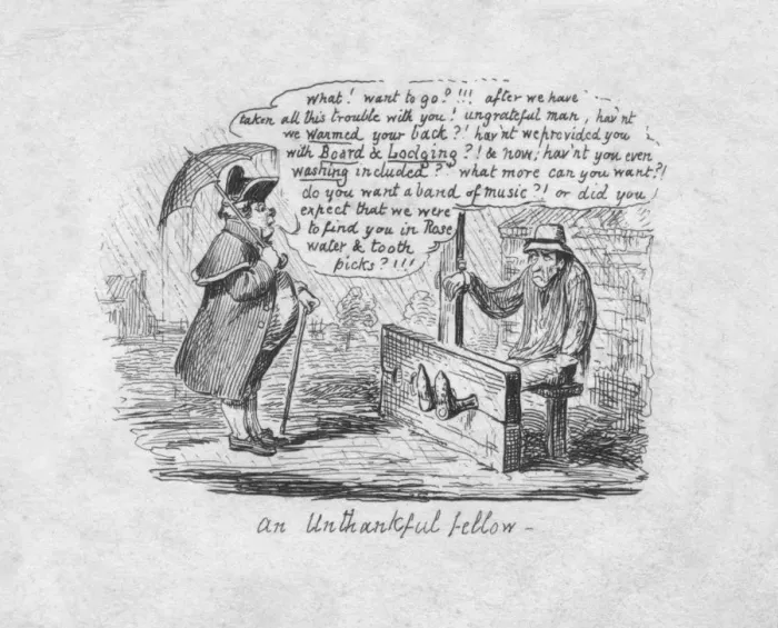 Framed Print : An Unthankful Fellow, 1829. Artist: George Cruikshank Framed Print : An Unthankful Fellow, 1829. Artist: George Cruikshank