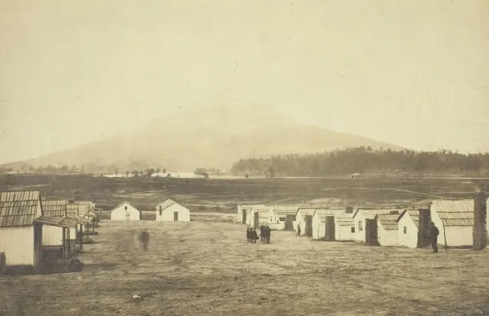 Framed Print : Untitled (Army camp, perhaps from the Battle of Lookout Mountain, Chattanooga, Tennessee) Framed Print : Untitled (Army camp, perhaps from the Battle of Lookout Mountain, Chattanooga, Tennessee)