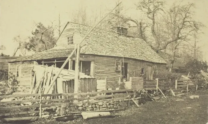 Framed Print : Untitled (Cabin with well), 1860s. Creator: Henry S. Peck Framed Print : Untitled (Cabin with well), 1860s. Creator: Henry S. Peck