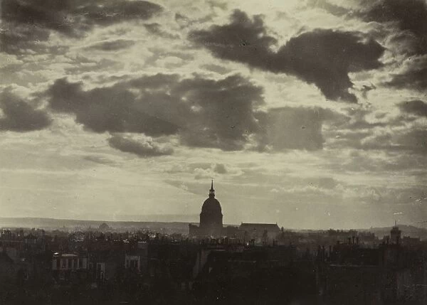 Untitled (Cloud Study with Les Invalides), 1860. Creator: Charles Marville (French, 1816-1879)