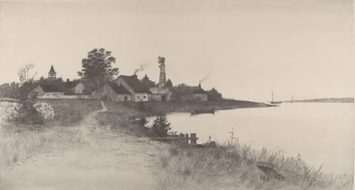 Framed Print : Untitled (Coastal Scene), 1891. Creator: John O. Anderson Framed Print : Untitled (Coastal Scene), 1891. Creator: John O. Anderson