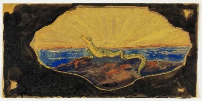 Framed Print : Untitled Drawing for Frame Cartouche (Salamander), 1899 / 1908. Creator: Theodore Roussel Framed Print : Untitled Drawing for Frame Cartouche (Salamander), 1899 / 1908. Creator: Theodore Roussel