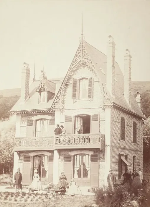 Framed Print : Untitled (Family Portrait-People With House), Printed 1858 circa. Creator: Hippolyte Bayard Framed Print : Untitled (Family Portrait-People With House), Printed 1858 circa. Creator: Hippolyte Bayard