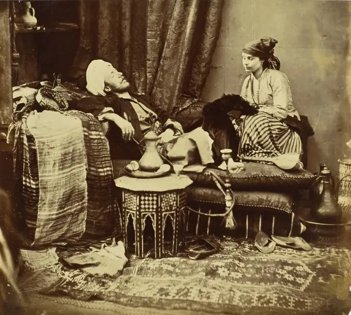 Framed Print : Untitled (Gentleman In Eastern Costume With Nubian Model), 1858. Creator: Roger Fenton Framed Print : Untitled (Gentleman In Eastern Costume With Nubian Model), 1858. Creator: Roger Fenton