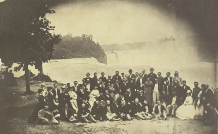 Framed Print : Untitled (Group at Niagara Falls), c. 1860. Creator: Unknown Framed Print : Untitled (Group at Niagara Falls), c. 1860. Creator: Unknown