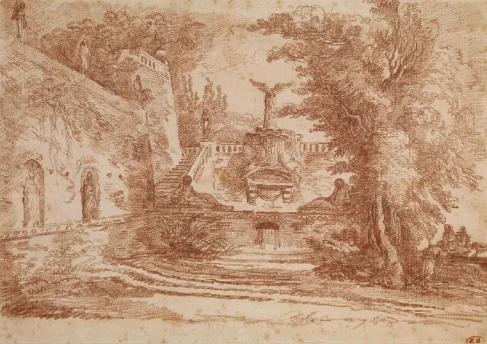 Framed Print : Untitled (Italian Garden Scene), 1768. Creator: Hubert Robert Framed Print : Untitled (Italian Garden Scene), 1768. Creator: Hubert Robert