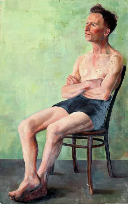 Framed Print : Untitled. [Man seated on a chair], c1926-1939. Creator: Elizabeth Berry