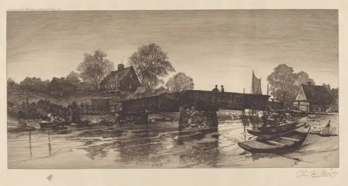 Framed Print : Untitled (Old Bridge), 1888. Creator: Charles Frederick William Mielatz