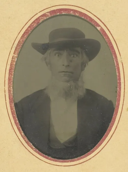 Framed Print : Untitled (Portrait of a Bearded Man with Hat), 1840-1900. Creator: Unknown Framed Print : Untitled (Portrait of a Bearded Man with Hat), 1840-1900. Creator: Unknown