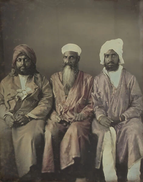 Untitled (Portrait of Three Seated Men Wearing Turbans), 1853. Creator: William Johnson