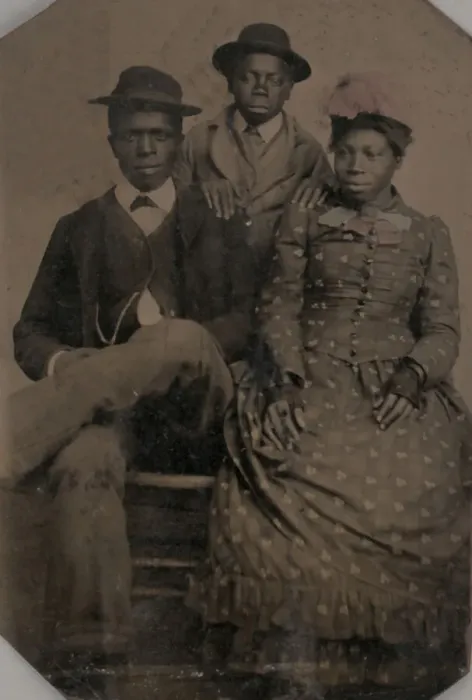 Framed Print : Untitled (Portrait of Two Young Men and One Young Woman), 1875. Creator: Unknown Framed Print : Untitled (Portrait of Two Young Men and One Young Woman), 1875. Creator: Unknown