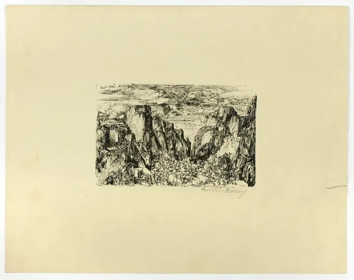 Framed Print : Untitled (possibly Caesar and His Legions), c. 1881. Creator: Rodolphe Bresdin Framed Print : Untitled (possibly Caesar and His Legions), c. 1881. Creator: Rodolphe Bresdin