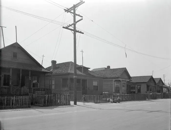 Framed Print : [Untitled, possibly related to: Housing, Los Angeles], 1936. Creator: Dorothea Lange