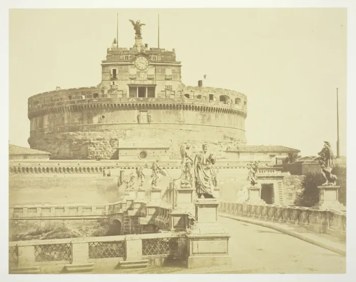 Framed Print : Untitled (Round Building with Clock), c. 1857. Creator: Robert MacPherson Framed Print : Untitled (Round Building with Clock), c. 1857. Creator: Robert MacPherson