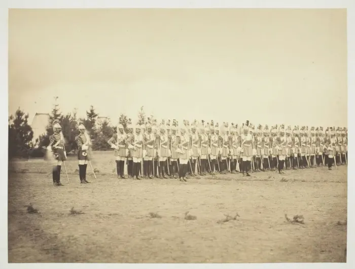 Framed Print : Untitled [soldiers on parade], 1857. Creator: Gustave Le Gray