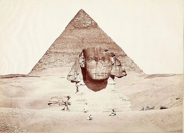 Untitled (Sphinx and Pyramid), c.1860. Creator: Felice Beato