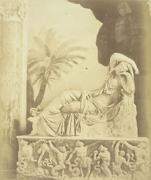 Untitled (Statue of Woman Reclining Atop a Sarcophagus), c. 1857