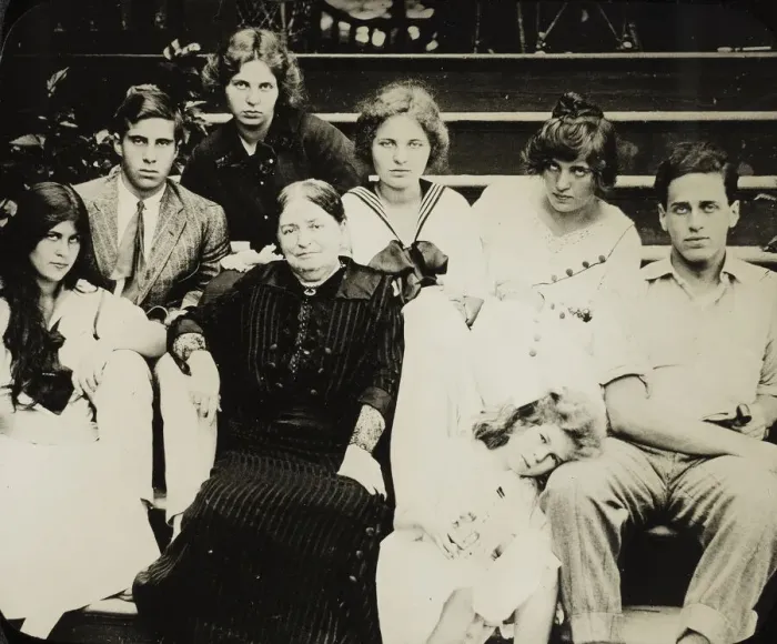 Framed Print : Untitled (Stieglitzs mother Hedwig with grandchildren on Oaklawn steps), c. 1916 Framed Print : Untitled (Stieglitzs mother Hedwig with grandchildren on Oaklawn steps), c. 1916