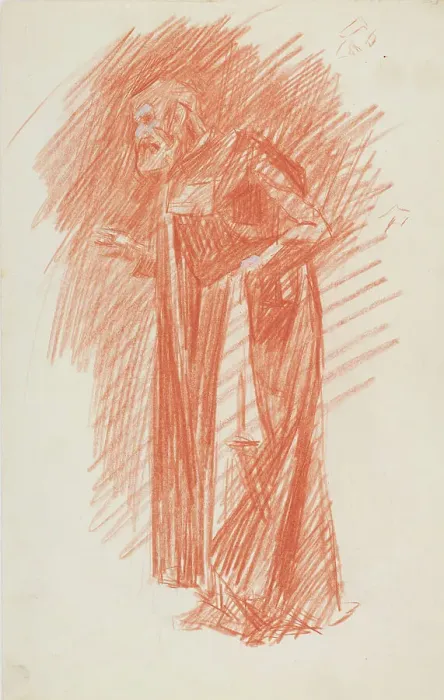 Framed Print : Untitled [Study of a standing monk], c.1980. Creator: Karl Sim